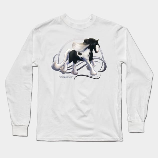 Black Tobiano Gypsy Vanner Horse Long Sleeve T-Shirt by Sylvanmistart